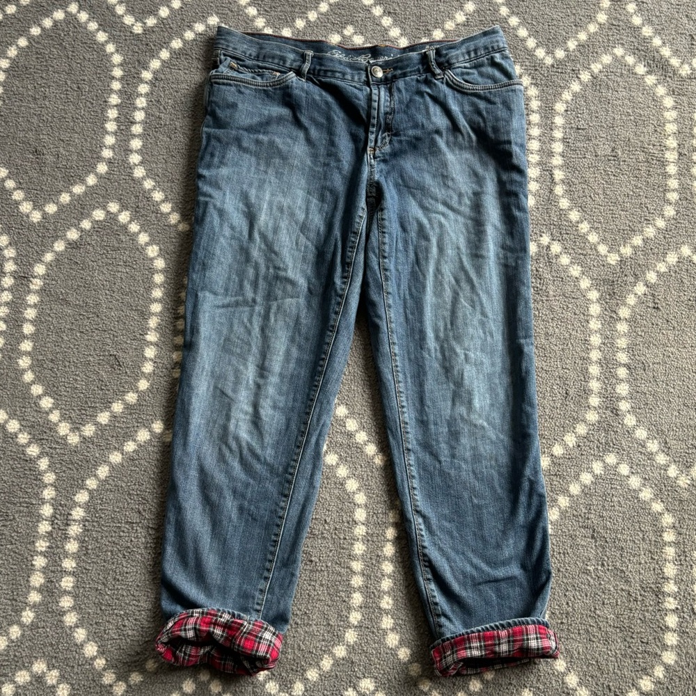 Eddie Bauer Flannel-lined Boyfriend Relaxed Jeans - Women’s SIZE 14